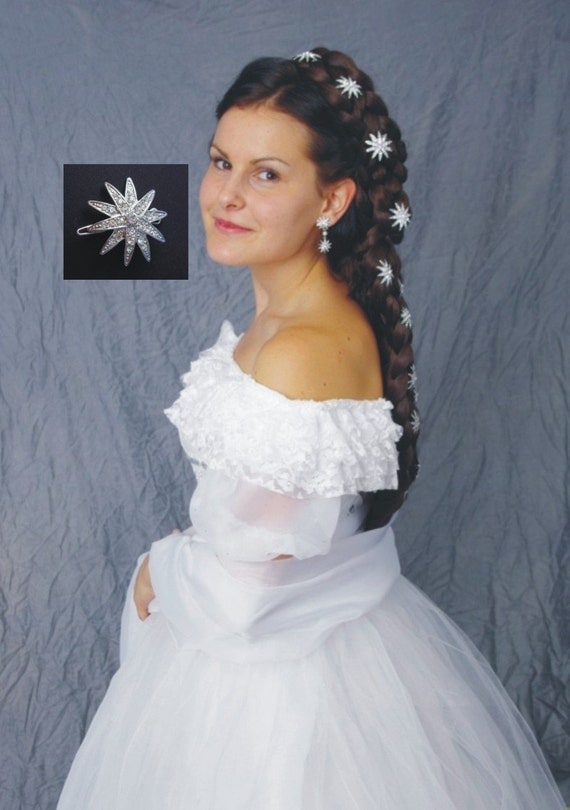 Impératrice Sissi étoiles pince à cheveux boucles doreilles