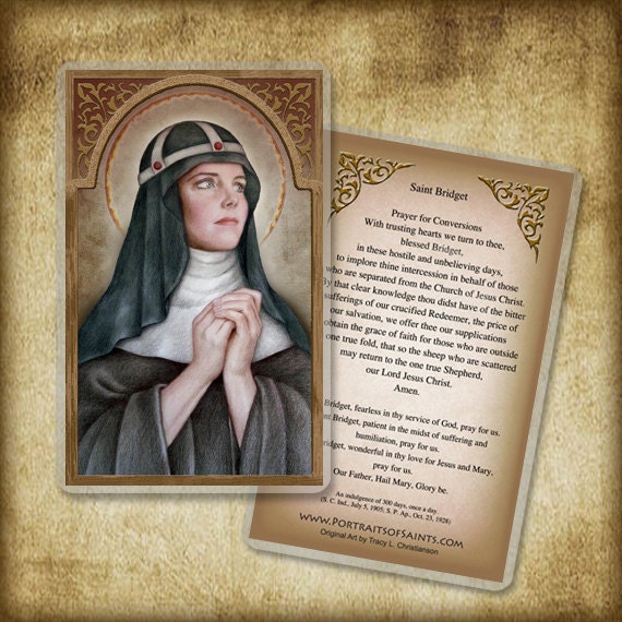 St. Bridget of Sweden Holy Card or Wood Magnet 0065