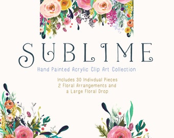 Hand Painted Flower Clip Art Collection - Sublime