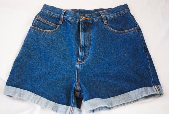 Items similar to Vintage Dark Blue High Waisted Jean Shorts size m ...