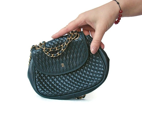 Bally quilted chain bag. Black leather gold chain Bally cross body ...