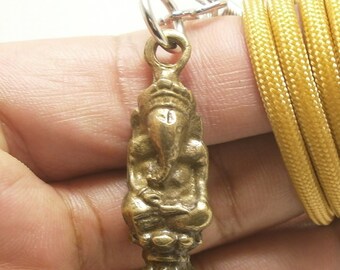 lord Ganesh ganesha ganapati vinayaka god of success om shri ganeshaya namaha thai hindu pendant amulet 24 inches black rope necklace