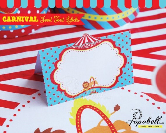 Carnival Food Labels for Carnival Birthday Party. Instant