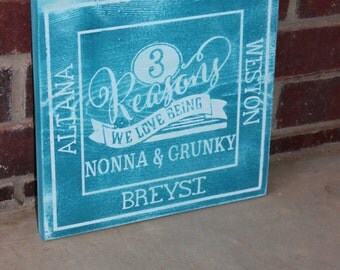 Grandparents Sign- Personalized- Home Decor- Custom Sign- Wall Decor- Rustic- Grandchildren Sign- Reasons We Love- Gift for Grandma- Gift