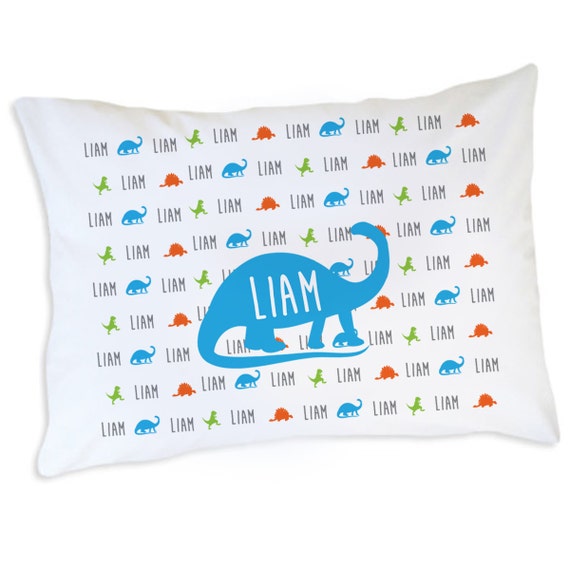 Dinosaur Pillow Case Kids Personalized by ShopPsychobaby on Etsy