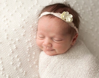 Flower Headband, Ivory Flower Headband, Ivory Headband, Ivory Halo Headband, Halo Headband, Flower Halo, Newborn Headband, Baby Headband