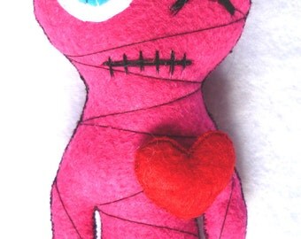 The Little Mummy (hot pink) Gothic Felt Voodoo Doll