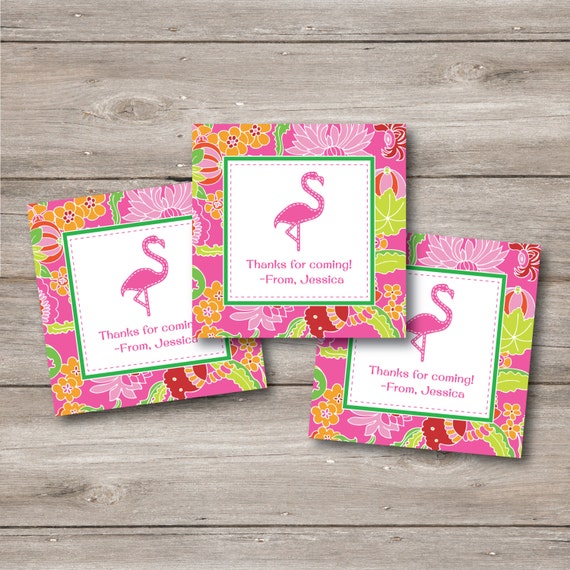 Flamingo Favor Tags with Editable Text Personalized Printable