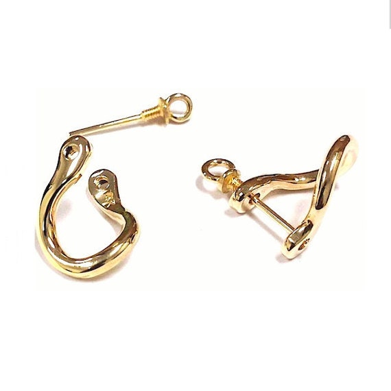 Unisex Shackle Earrings 14k Gold Nautical by JewelryYourStyle