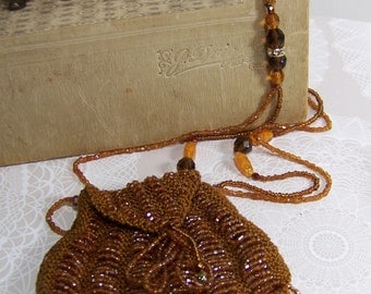 Secret Hiding Place Copper Beaded Purse Necklace Amulet Keeper 30" Long