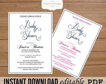 Onesie Baby Shower Invitation Template 5 x 7 by GraphicArtDesign