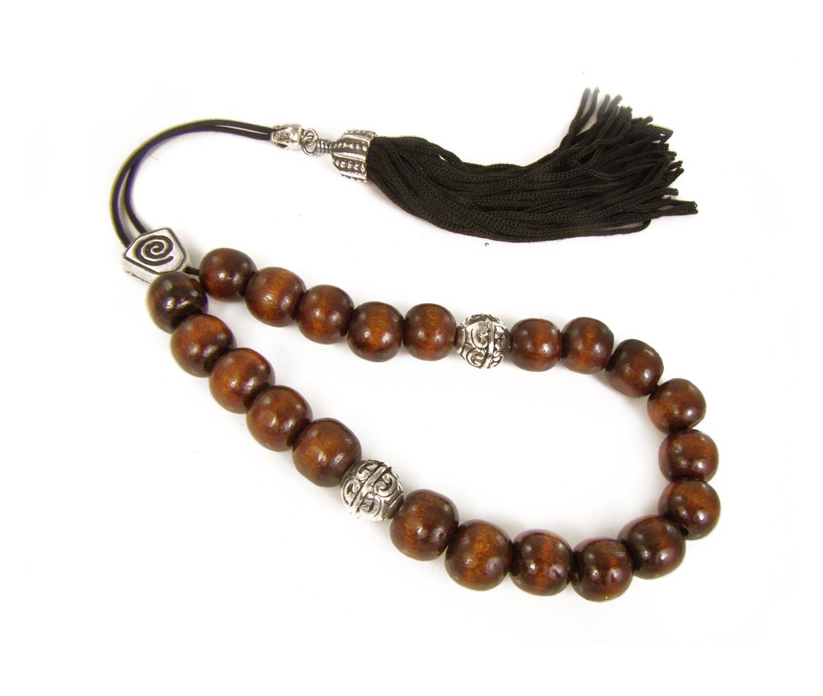 Worry Beads Komboloi Dark Brown Wood Beads by sunnybeadsbythesea