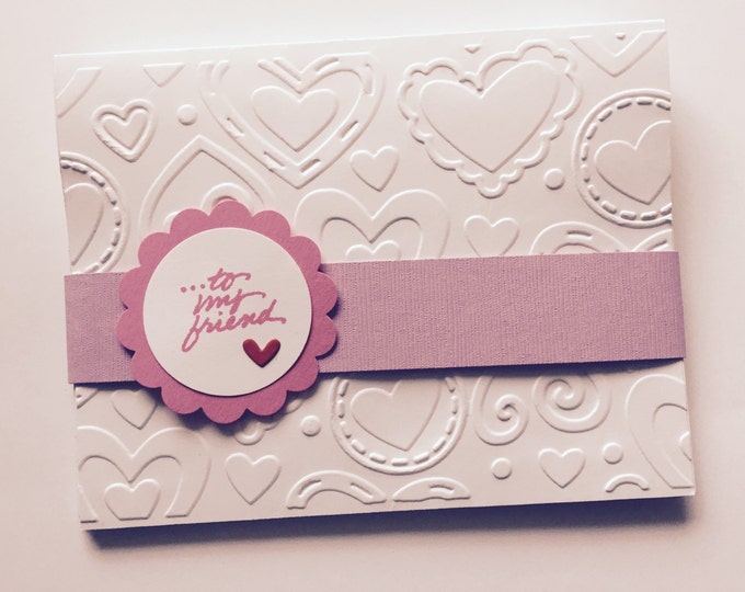 White Embossed Cards with Hearts. SOLD FOR CHARITY.Set of 10 Cards.Gift Set