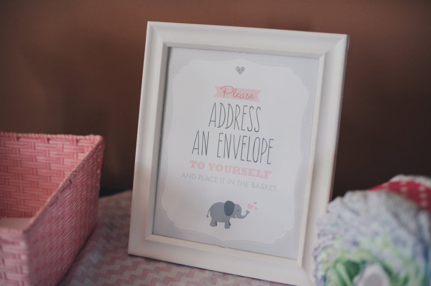 Printable Address an Envelope Sign Pink Elephant Baby Shower