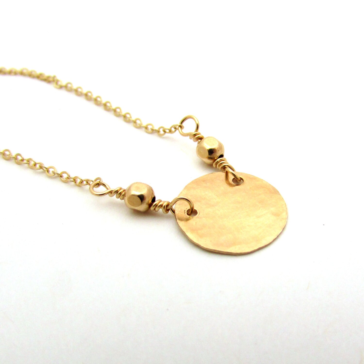 Small gold disk necklace Clearance