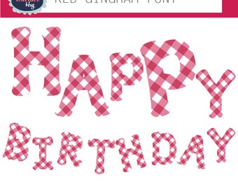 Alphabet letters digital alphabet font downloadable font Gingham font gingham clip art gingham letters Digital clip art instant download