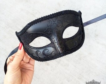 Black Masquerade Mask, Mens Masquerade Mask, Masquerade Ball Mask, Unisex Mask, Black Mask