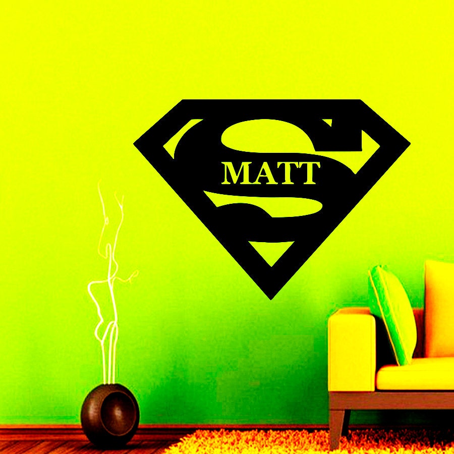 NAME Wall Decals SUPERHERO Decal HERO Vinyl Sticker Nursery