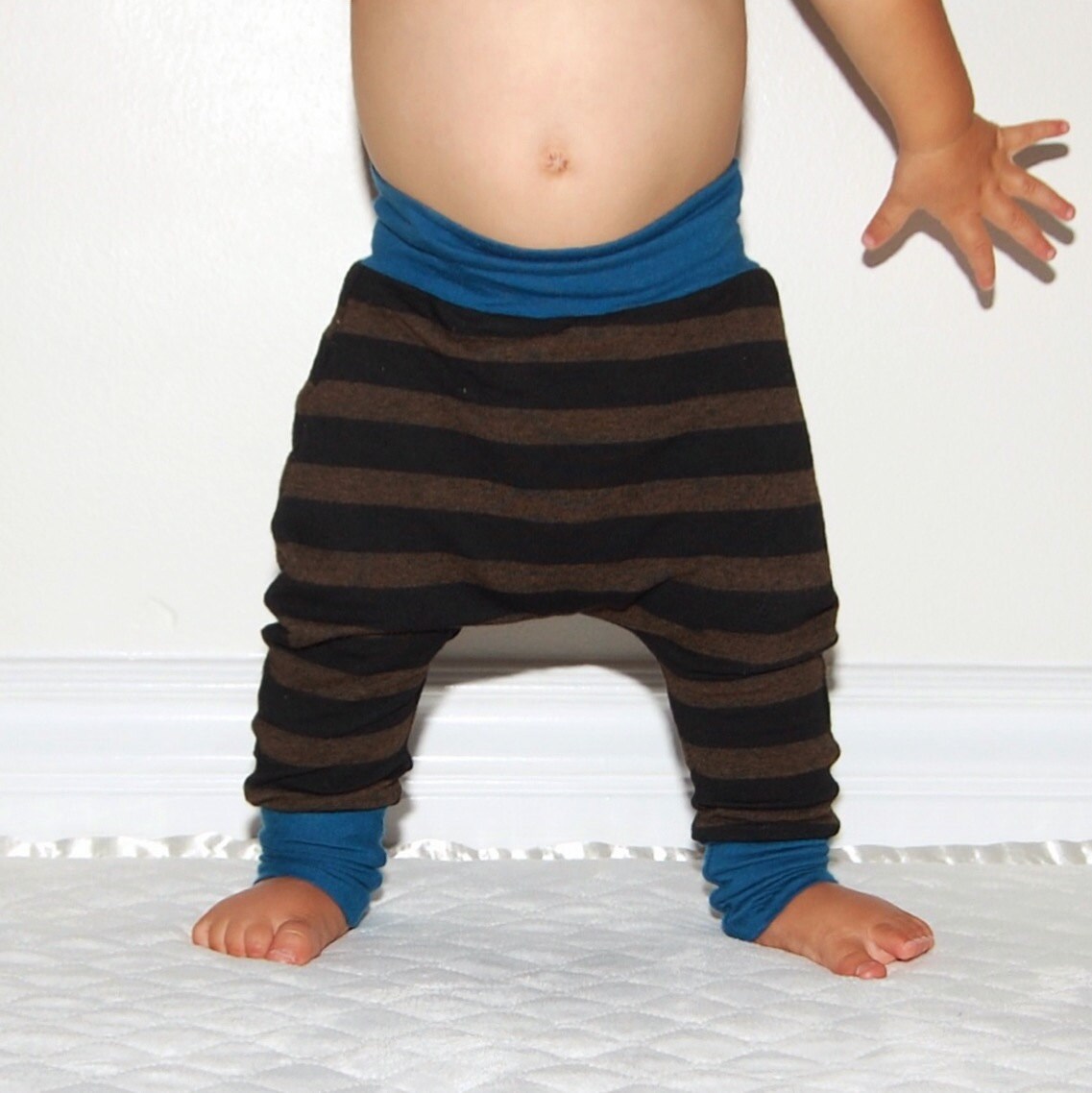 Baby and toddler harem pants brown and black by BrimilaBaby
