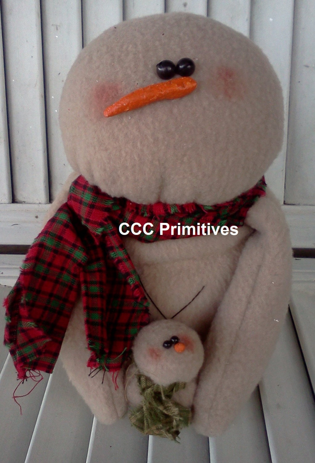 Snowman with Baby - Primitive Plush Snowman - Winter Snowman - BabySnowman - Primitive Snowman - Holiday Snowman with Baby -