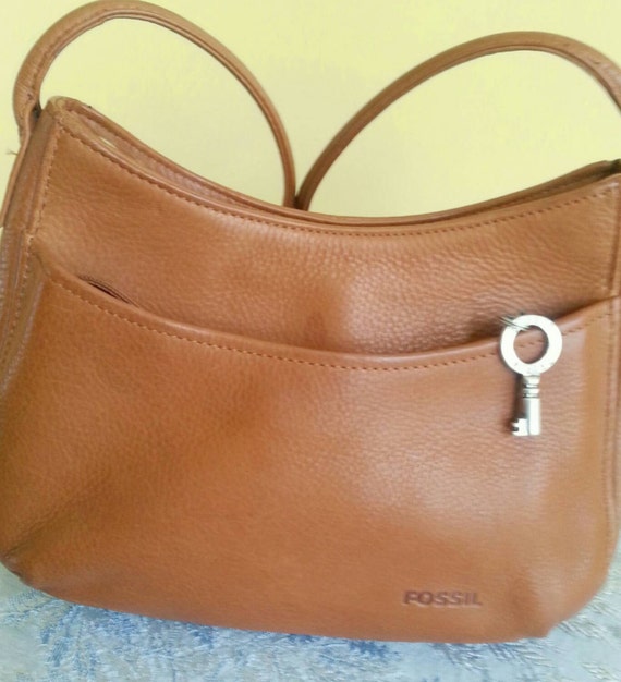 fossil brown leather handbag