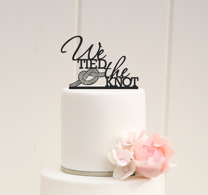 We Tied The Knot  Wedding  Cake  Topper  by ThePinkOwlDesigns 
