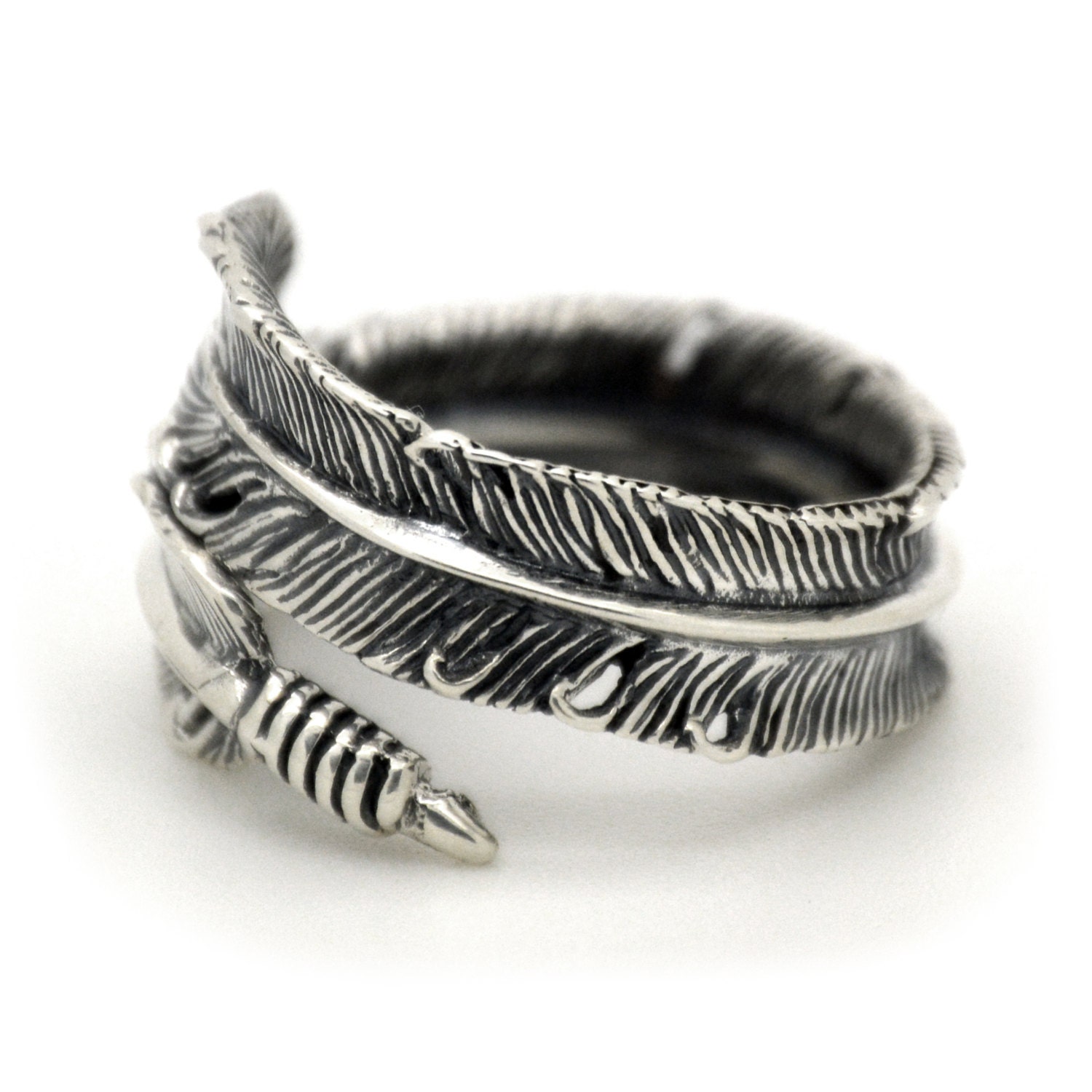 Silver Feather Ring 925 Sterling Bird by SilverPhantomJewelry