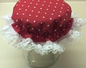 5 Red with White Polka Dots Mason Canning Jar Bonnets/Jar Topper /Jar Lid Cover