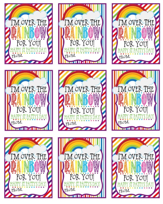 Printable St Patrick's Day Tags I'm Over The Rainbow