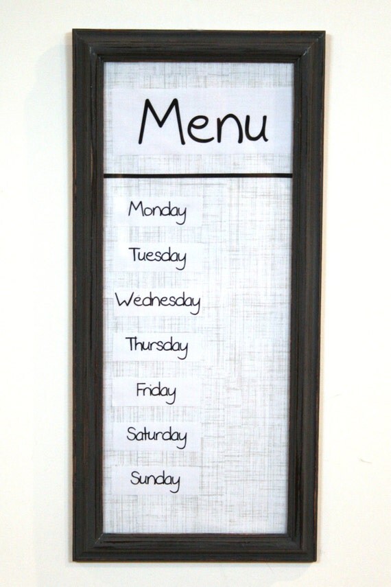 Grey Dry Erase Kitchen Weekly Menu Board