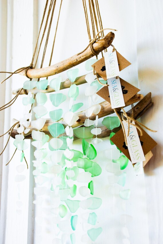 Small VShape Sea Glass Mobile MadetoOrder by
