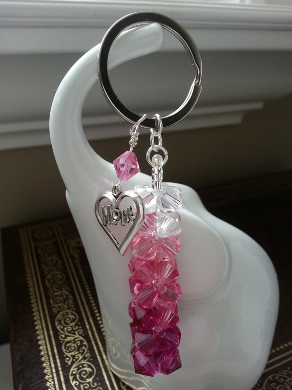 Fuchsia Ombre Swarovski Crystal Keychain with a by PickinsGalore