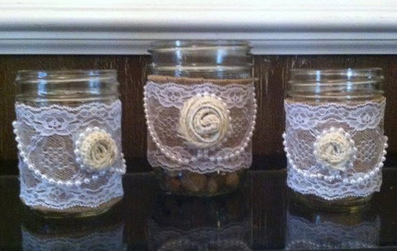 Rustic Wedding Decor - Rustic Mason Jar - Wedding Decor - Rustic Wedding Centeroieces - Mason Jars - Rustic Mason Jars with Burlap -