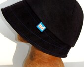 Cotton velvet blue black cloche rainhat with fleecy lining