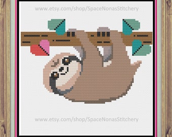 Sloth cross stitch | Etsy