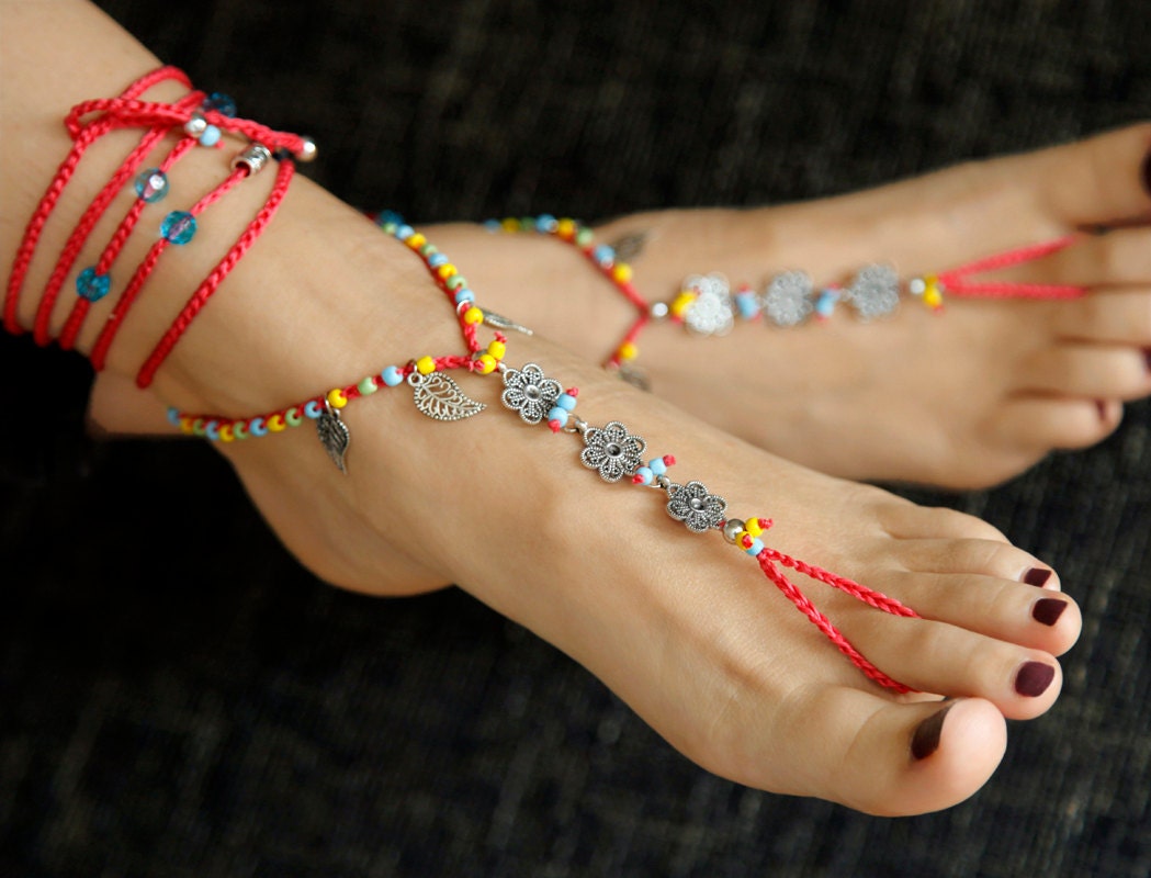 Boho Barefoot Sandals. Silver Gypsy Shoes. Barefoot by VascoDesign