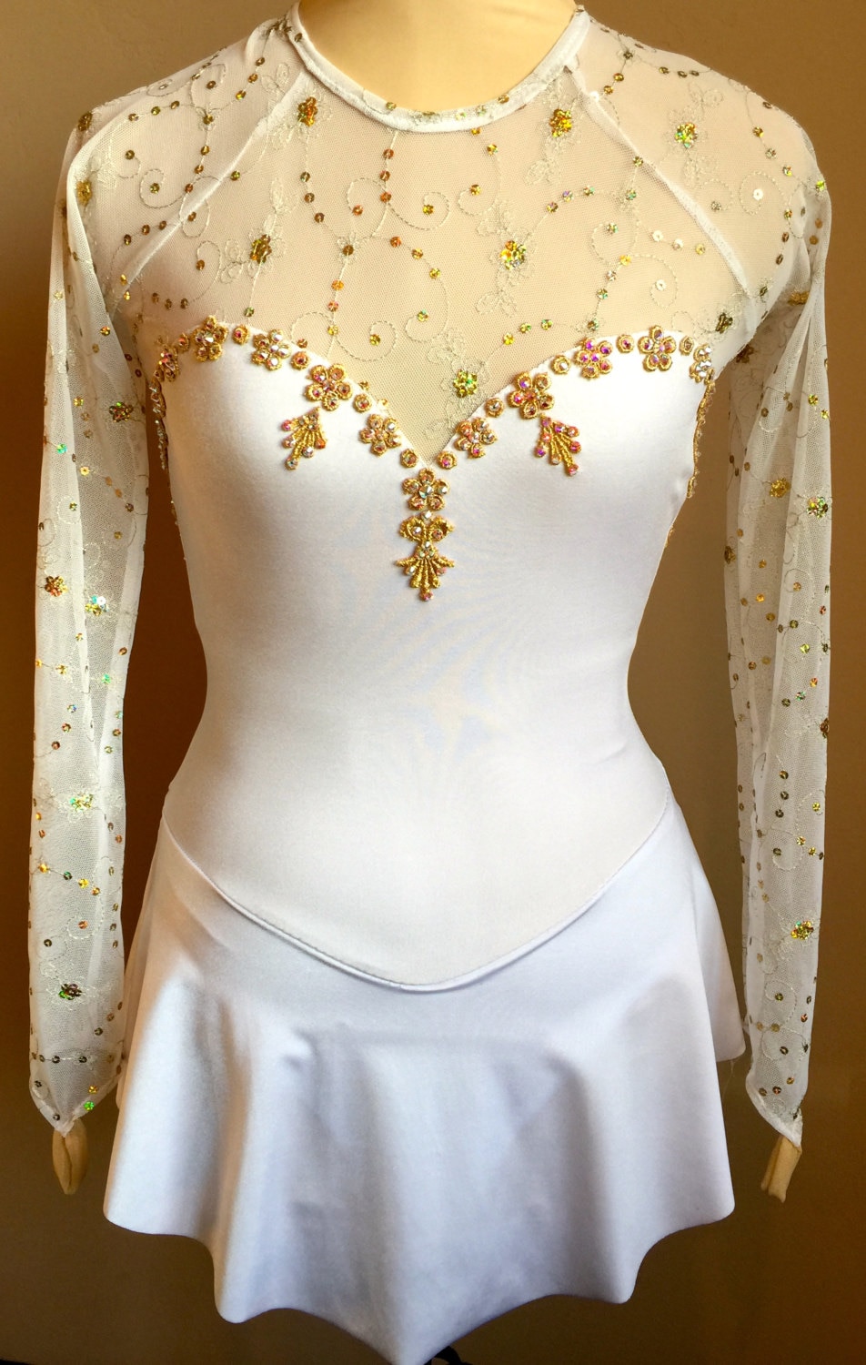 Figure Skating Dress White Competition by SkatingDressbyKelley