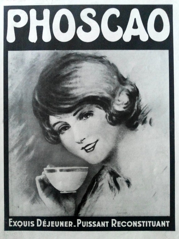 Phoscao vintage coffee poster original art deco by OldMag on Etsy