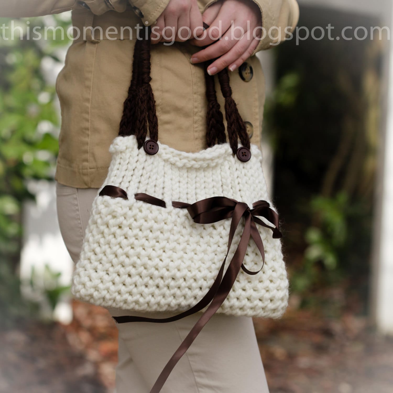 Loom Knit Handbag PATTERN. Ladies Purse Tote Pattern With