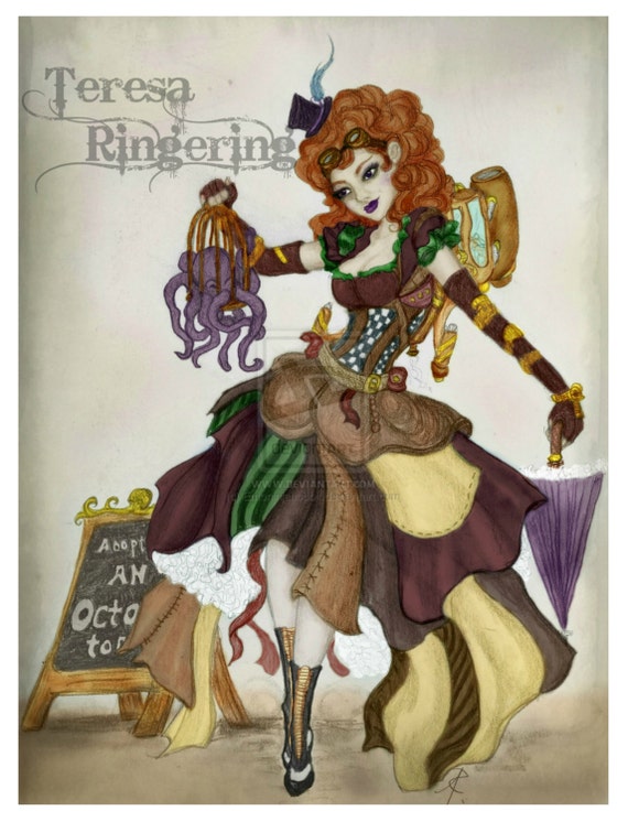 A New Friend - Steampunk Fantasy Art Print by Teresa Ringering by ShirelingArtworks steampunk buy now online