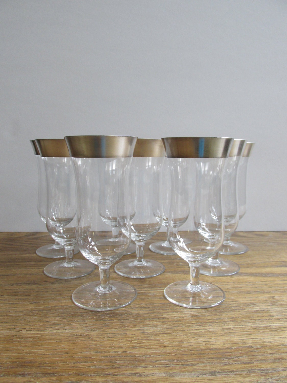 RESERVED Vintage Parfait Glasses with Silver Overlay Band