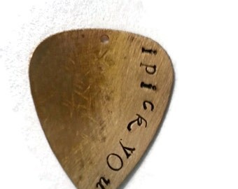 I Pick You, Custom Guitar Pick, Personalized Guitar Pick, Hand-stamped pick, couples key-chains, valentines day gift, gifts for him
