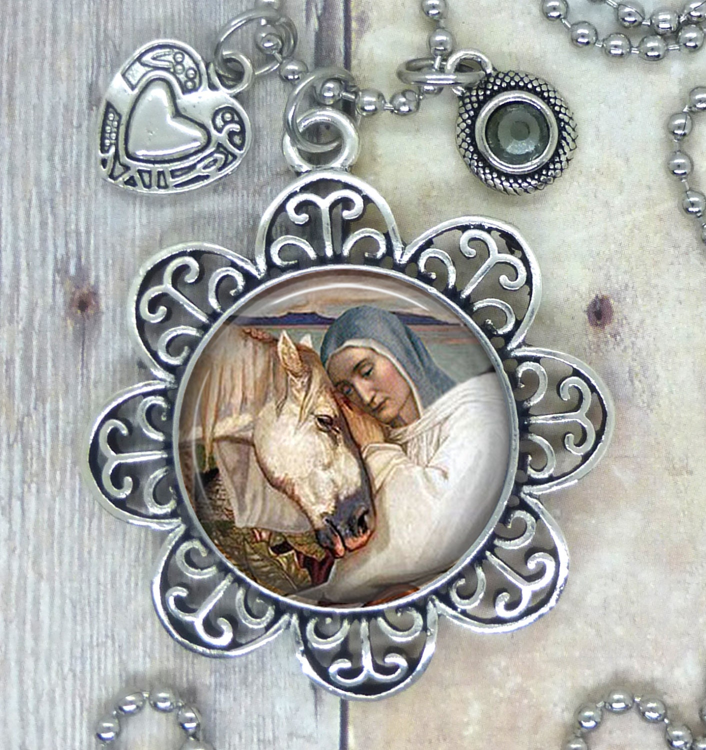 Patron Saint Of Equestrians St. Ann Beautiful Image Necklace