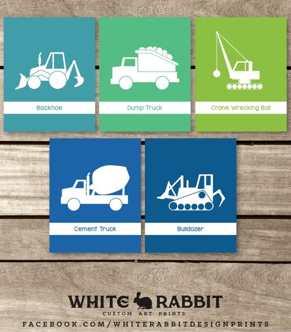 Items similar to Construction Site Nursery Art Prints, Children's Art