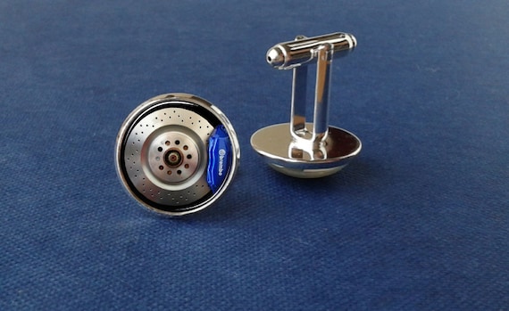 Break disc brembo cufflinks, break discs cufflinks, blue break, automotive, car jewelry, men gift, photo cufflinks, minimalistic, modern steampunk buy now online