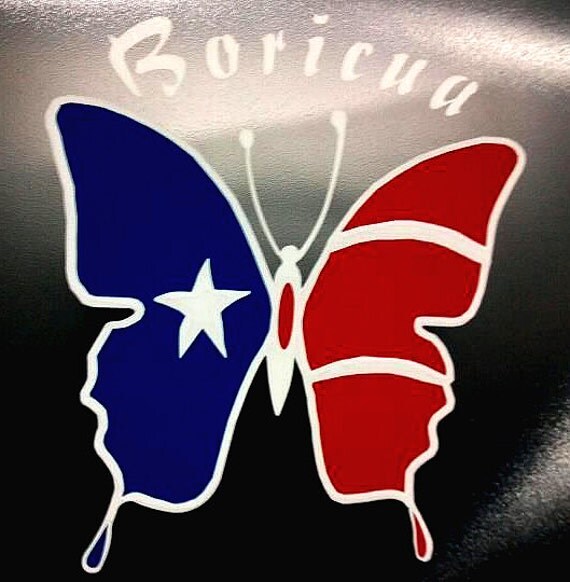 Boricua Butterfly decal puerto rican flag colors