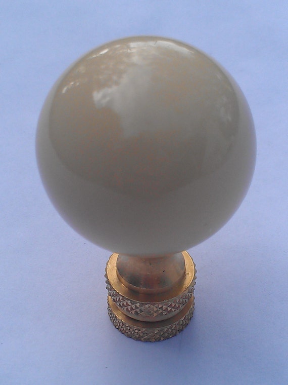 Lamp Finial Cream Off White Round Wood Knob by VeroLampshades