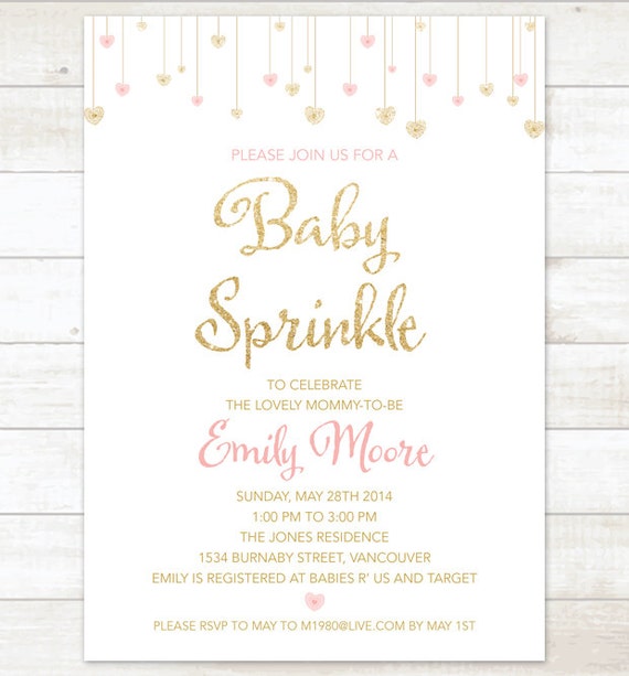 pink gold baby sprinkle invitation pink gold baby shower