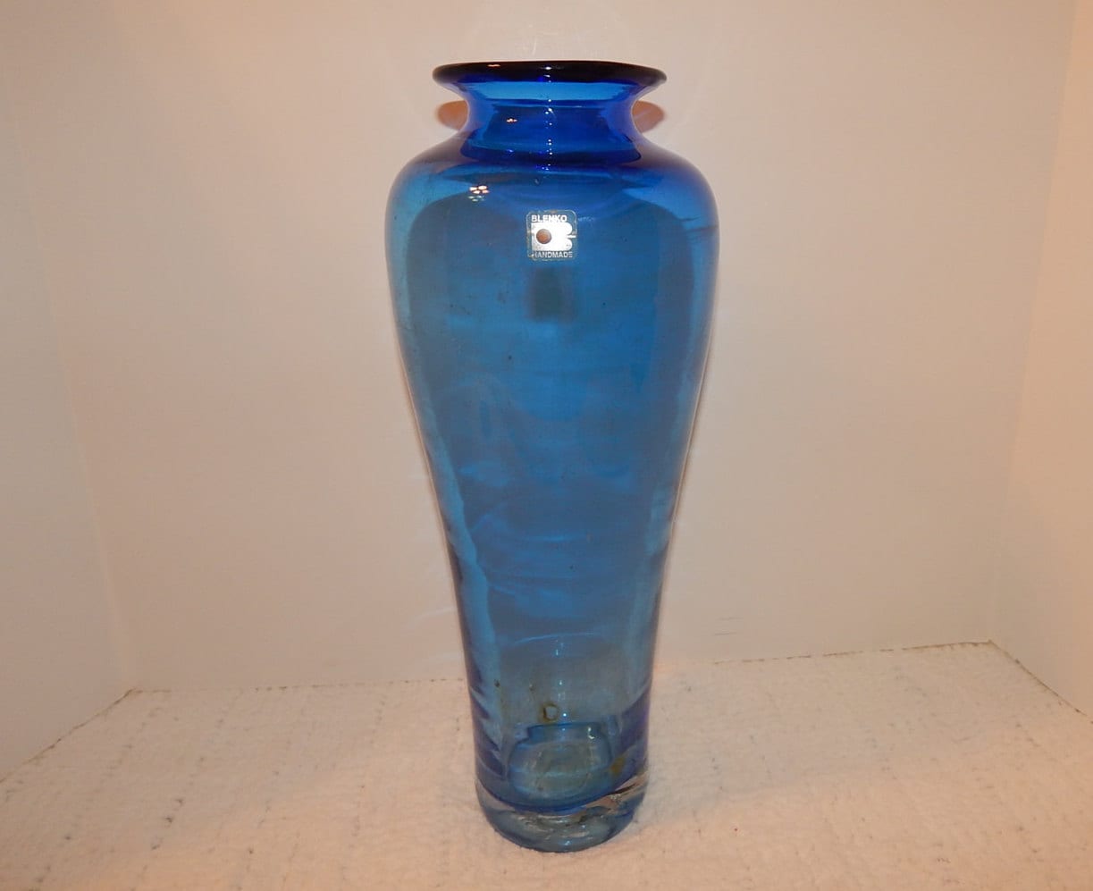 Large Vibrant Blenko Cobalt Blue Vase by UpYourAlleyAntiques