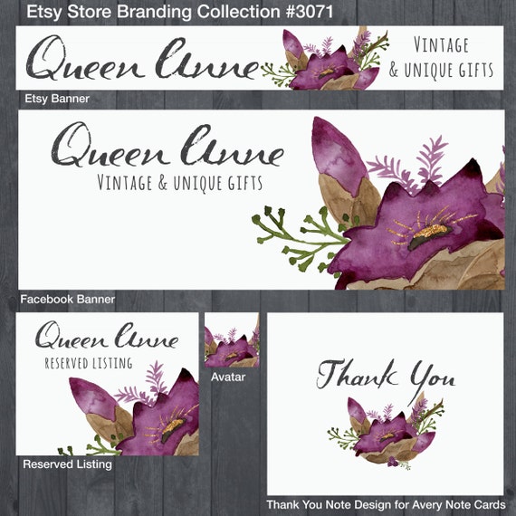 Etsy Store Banner and Branding Floral Watercolor Collection Customized ...